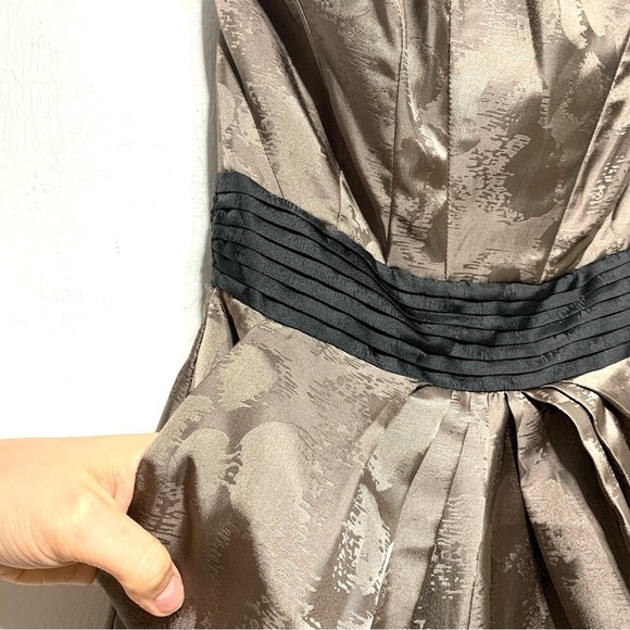 H&M Brown & Black Sweetheart Neckline Strapless Cocktail Dress Pleated size 4 - Picture 5 of 9